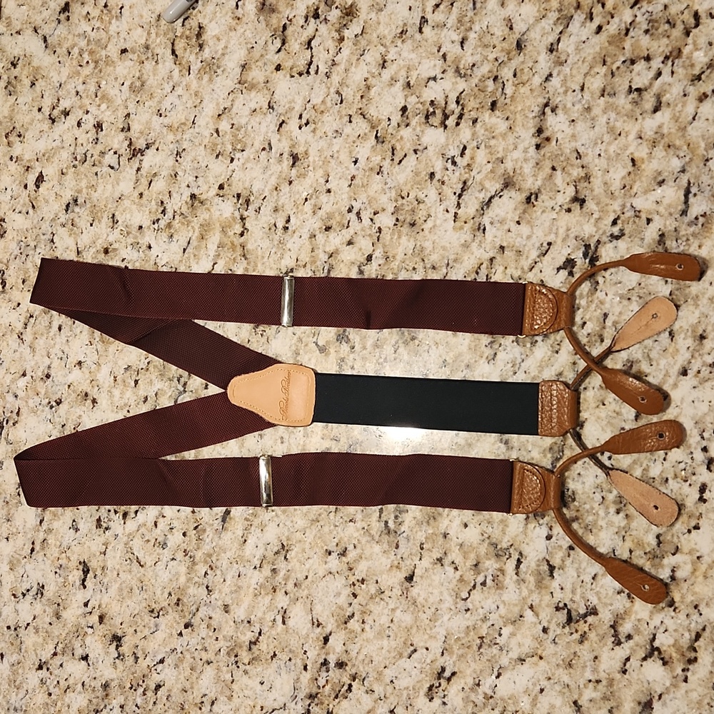 Brooks brothers' suspenders burgundy and blue